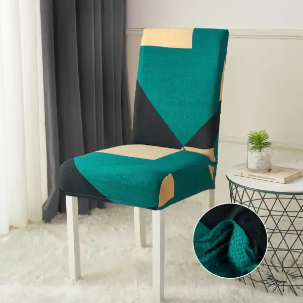 Bestseller Set 6 huse elastice pentru scaun, poliester / spandex, crem / verde, HEJS-36