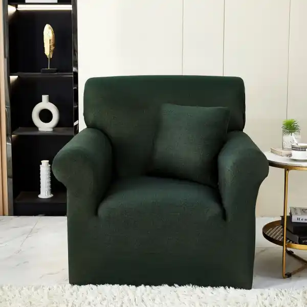 Ofertă Husa elastica pentru fotoliu, uni, cu brate, verde inchis, HEJ1-41