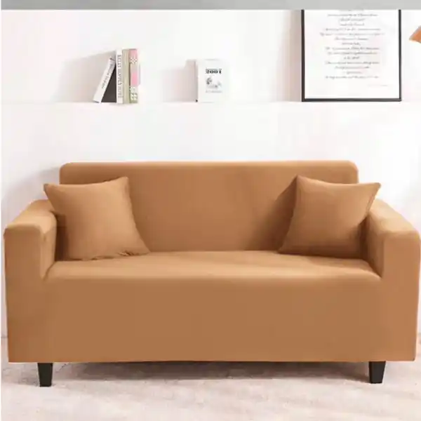 Bestseller Husa elastica pentru canapea 3 locuri + 1 fata de perna cadou, uni, cu brate, maro deschis, L05