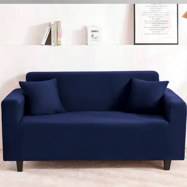 Ofertă de sezon Husa elastica pentru canapea 3 locuri + 1 fata de perna cadou, uni, cu brate, bleumarin, L10