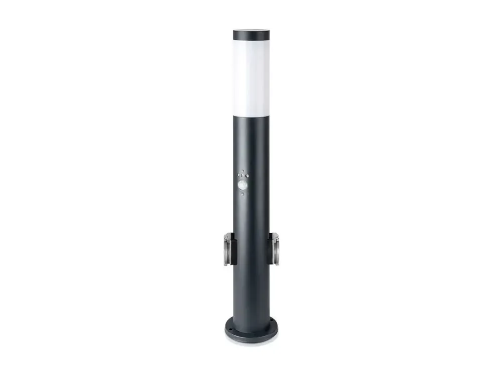 Lumină LED de grădină cu senzor PIR 1xE27, 60cm, 2xprize IP44, negru Cumpărături sigure
