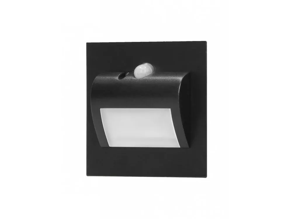 Cumpără online Lumină LED pentru scări cu PIR și senzor de crepuscul 1,5W, 30lm, 12V, negru, 4000K [AD-OS-6164LR4/B]
