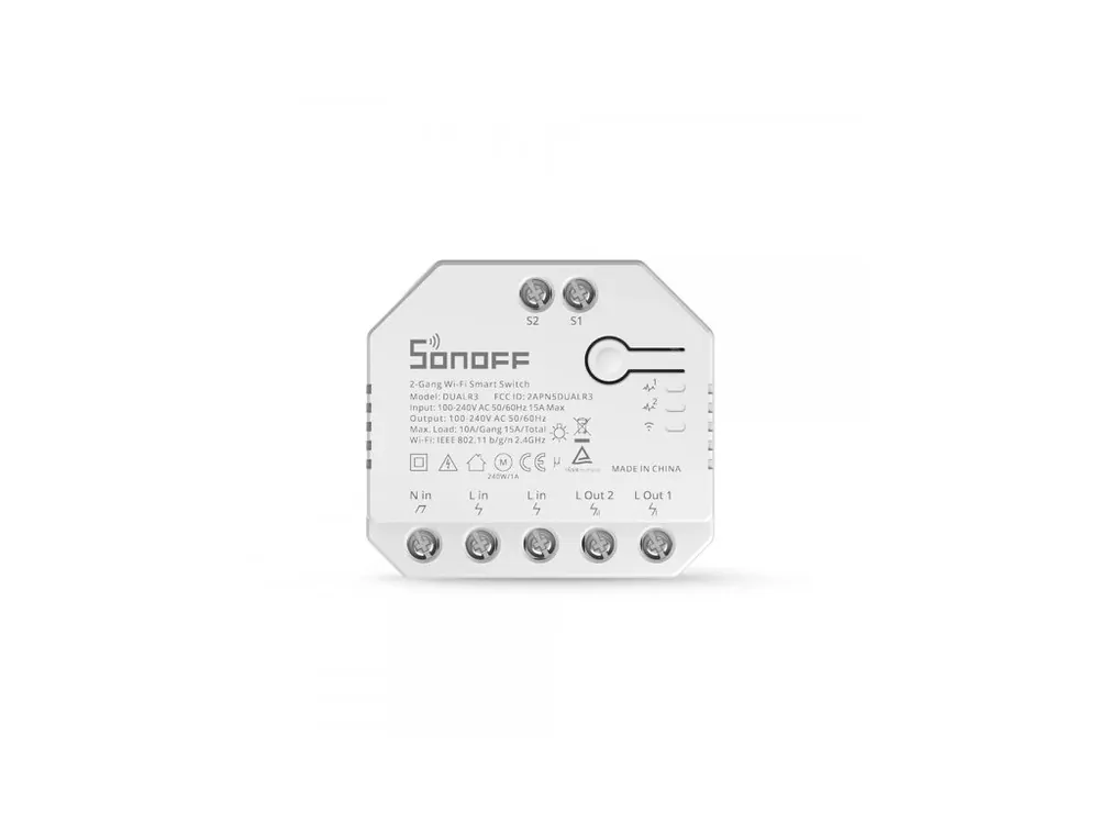 Comutator inteligent WiFi Sonoff Dual R3, 100-240V AC, 3300W/15A, 2200W/10A Preferatul clienților