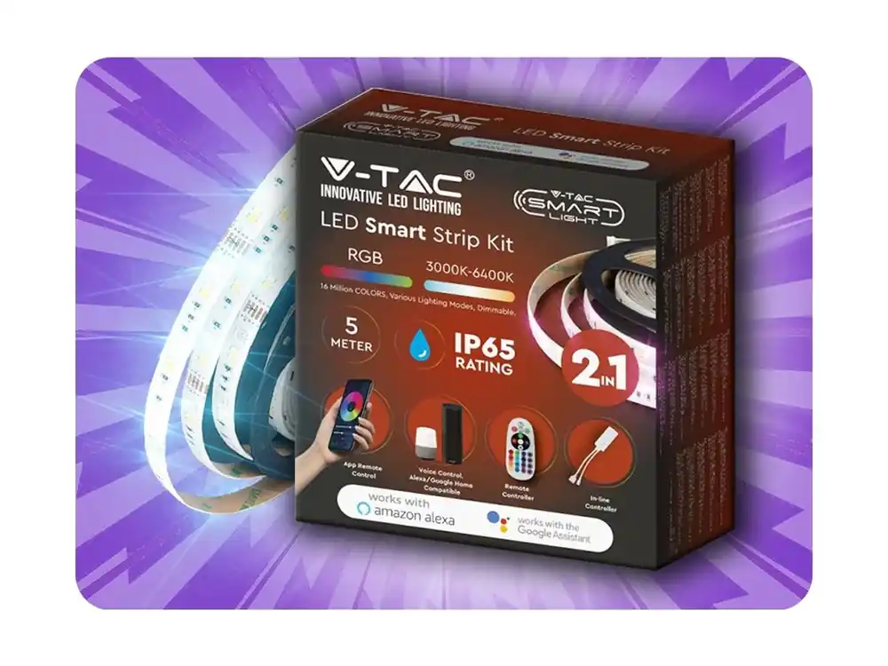 Banda LED Smart WiFi SET RGB+CCT, 4W/m, impermeabil IP65 (5m + sursa + control) Lichidare de stoc