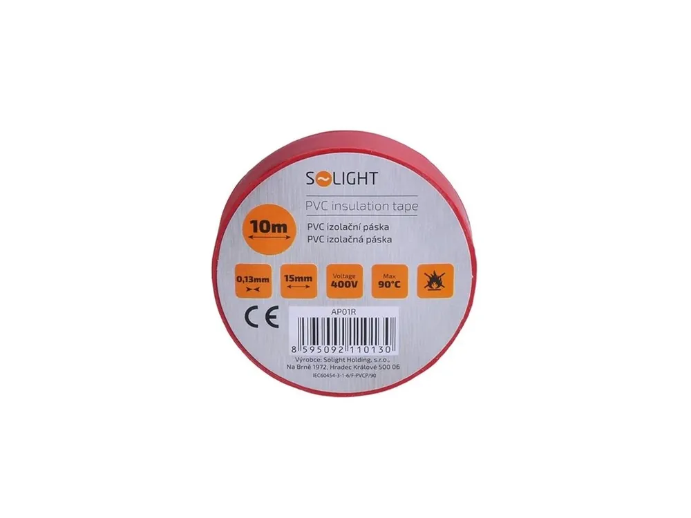 Banda izolatoare Solight, 15mmx0,13mmx10m, rosie [AP01R] Reducere specială