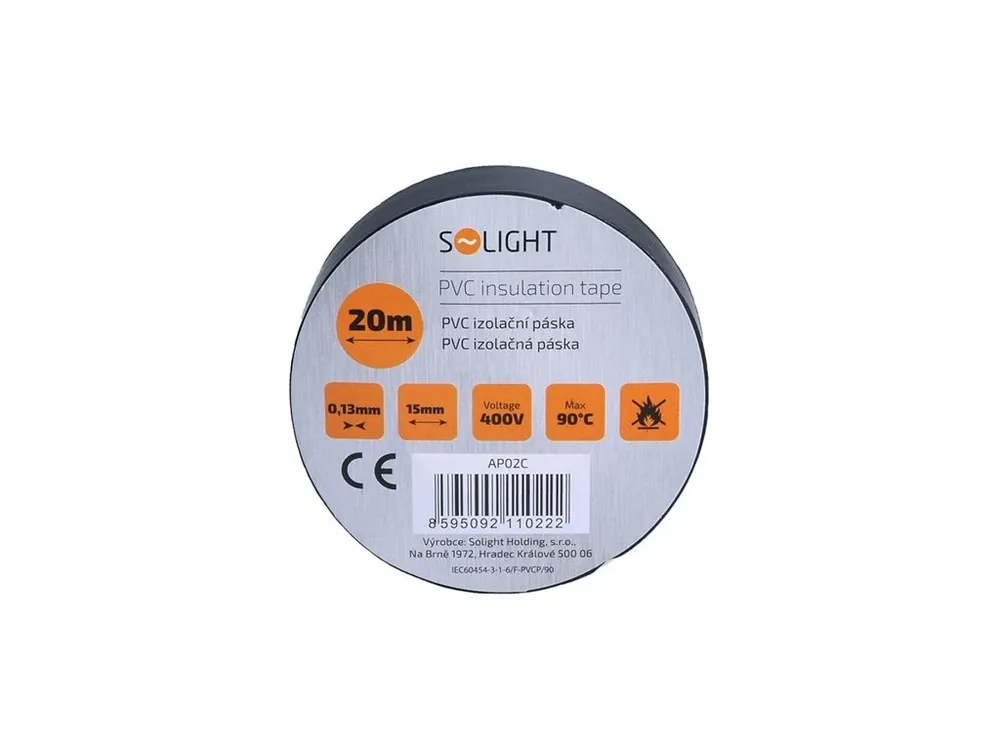 Bandă izolatoare Solight, 15 mm x 0,13 mm x 20 m, neagră [AP02C] Doar azi