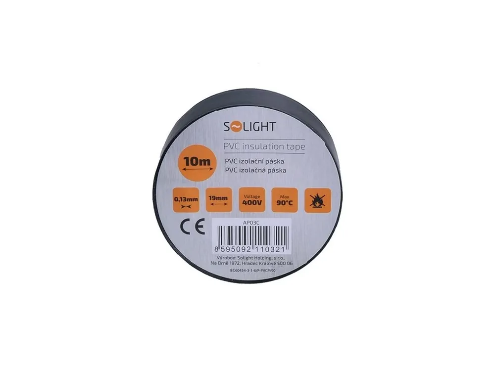 Bandă izolatoare Solight, 19mmx0,13mmx10m, neagră [AP03C] Retur gratuit