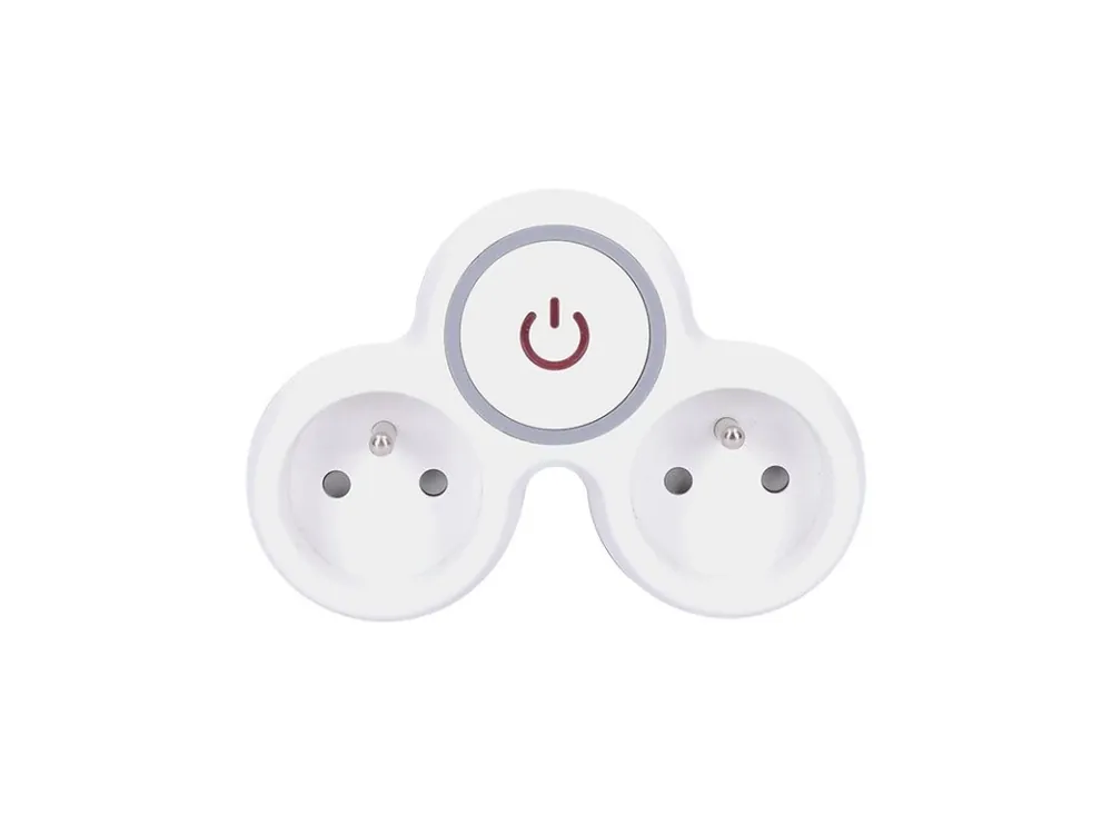 Butuc Solight, 2x10A, alb-gri, comutator [P105] Ofertă specială