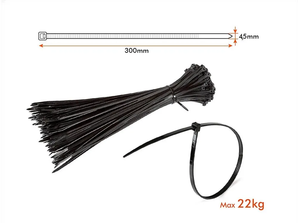 Ultima șansă Legătură de cablu 4,5x300 mm, neagră, pachet 100 buc [11174]