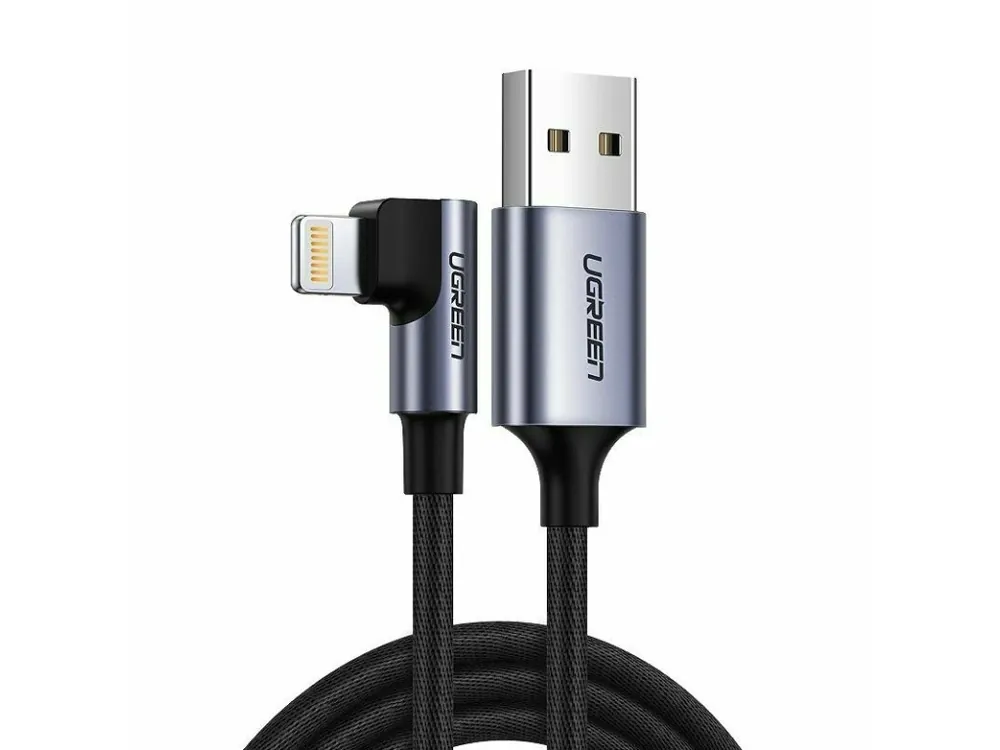 Cablu USB UGREEN în unghi drept Lightning, MFi, 1m, material [US299] Plată sigură