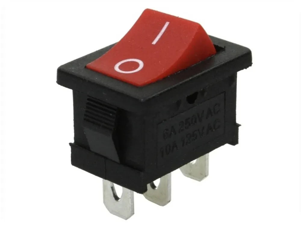 Comutator basculant I/O, 6A/250V, roșu [71829] Disponibil imediat