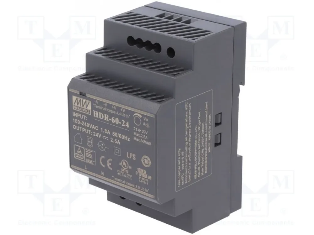 Reducere specială Sursa pe sina DIN, 60W, 24V, HDR-60-24