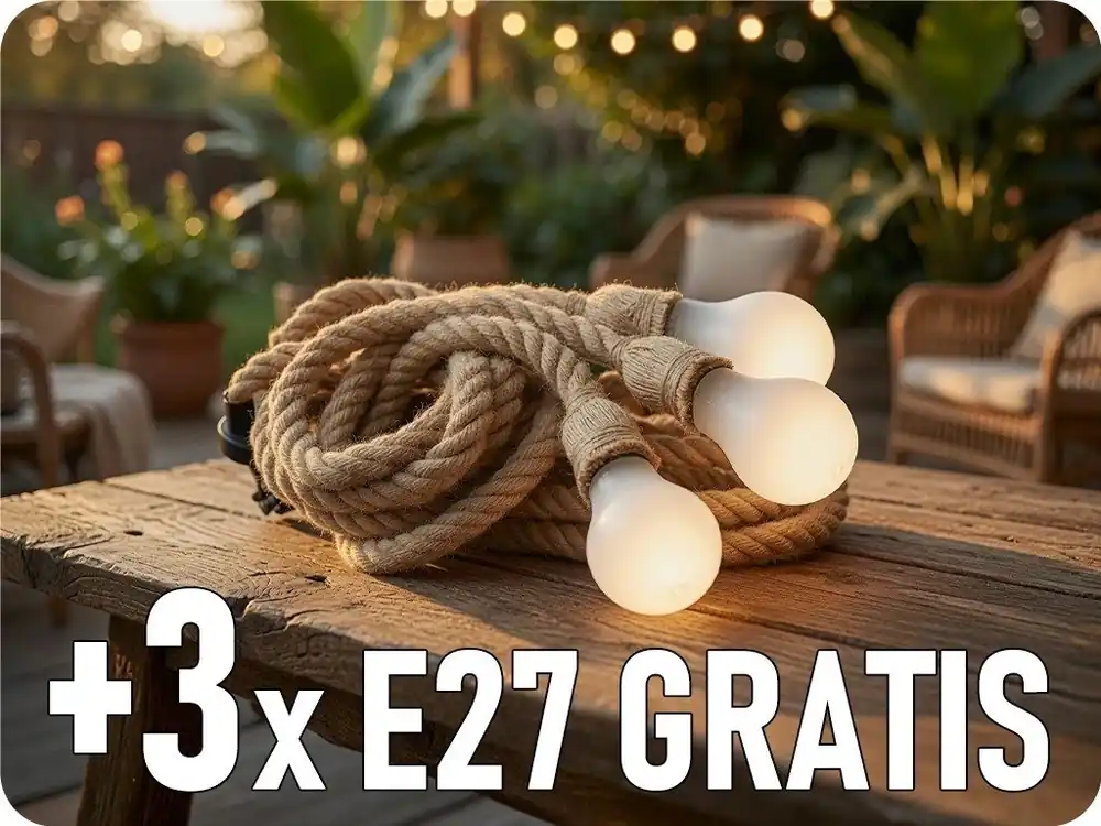 Funie decorativa 3xE27, 3x1,5m + 3x bec gratis! [249891] Disponibil imediat