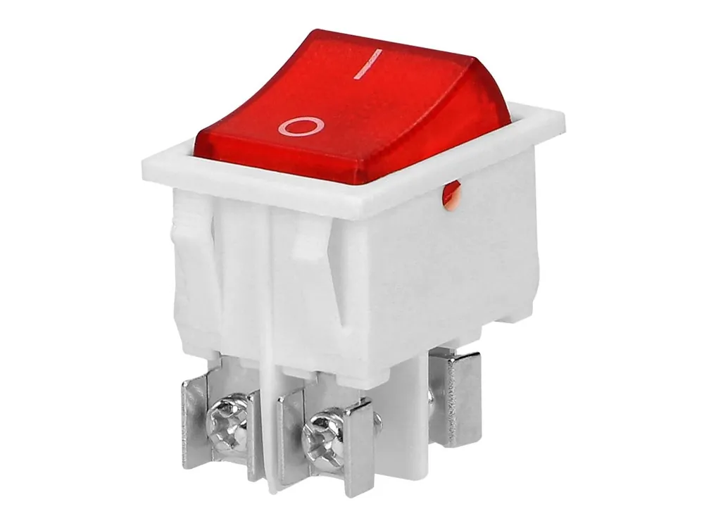 Comutator basculant I/O, roșu, pătrat, iluminat din spate, 16A/230V, alb [OR-AE-13179/R/W] Reducere specială