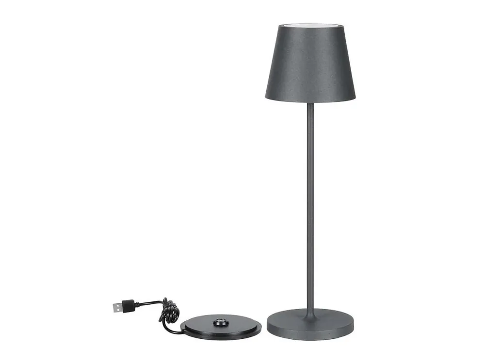 LAMPĂ LED DE MASĂ 2W, 200lm, 3000K, REÎNCĂRCĂBILĂ, 4400mAh cu încărcător. cu piedestal, GRI, IP54 Noutate