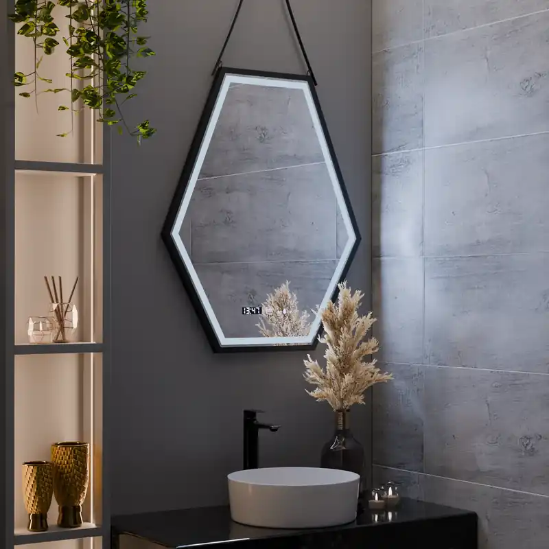 Oglinda LED Rectangulara, 55x70cm, Senzor MotionGlow Marcello, Sistem Dezaburire, Ceas & Termometru, Dimabila Comandă acum