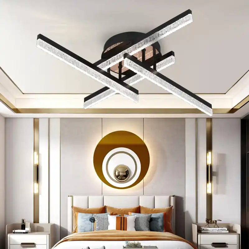 Ofertă de sezon Lustra LED cu Telecomanda LT179/4BK, 34W, 4 Elemente, Lumina Rece/Clada/Neutra, Dimabila, Negru