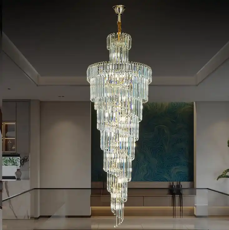Plată securizată Candelabru Cristal CC8043/600H1800GD, Diametru 60cm, Inaltime 180cm, Auriu Lucios, Inaltime Reglabila, Design Elegant