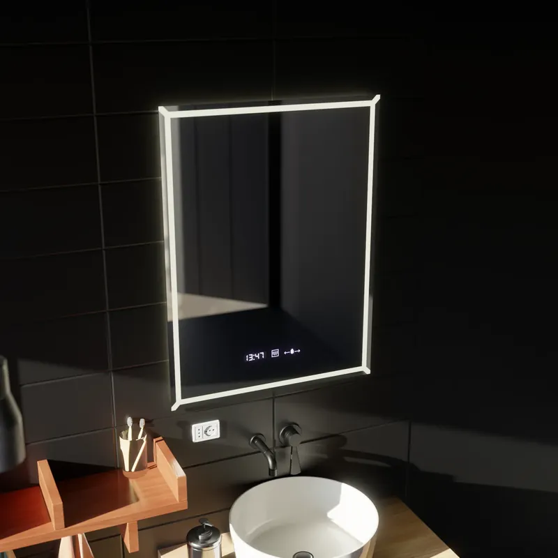 Plată securizată Oglinda LED Rectangulara, 60x80cm, VillayTouch Marcello, Sistem Dezaburire, Dimabila