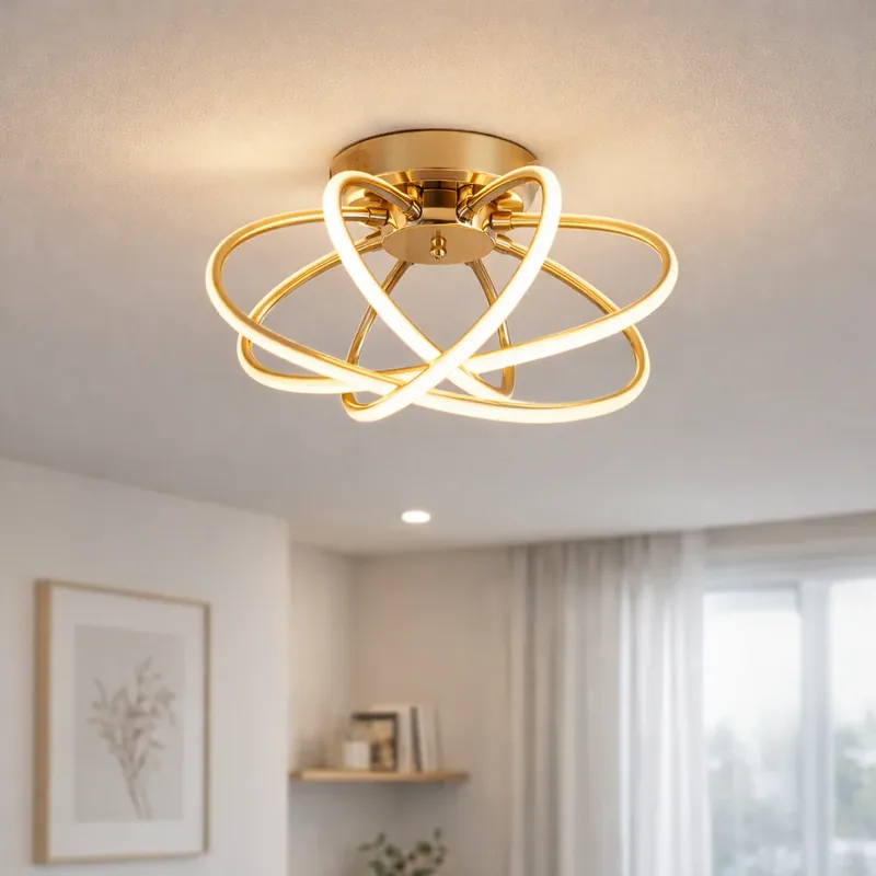 Cel mai bun preț Lustra LED cu Telecomanda LT770/500GD, 45W, Lumina Calda/Rece/Neutra 3000K/4000K/6000K, Dimabila, Aurium Metal