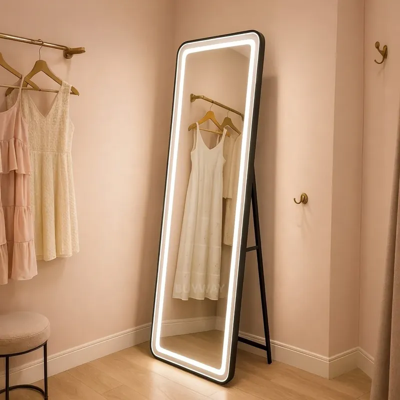 Mai ieftin Oglinda LED Rectangulara, Rama Neagra, 50x160cm, Dimabila, Lumina Rece/Calda/Neutra, Dressing Couture