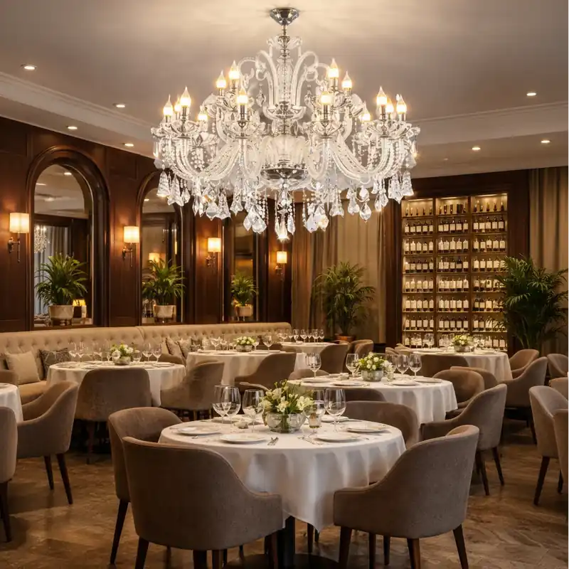 Ofertă specială Candelabru Cristal 15xE14, D95cm, Argintiu, Inaltime Reglabila, Metal si Cristal