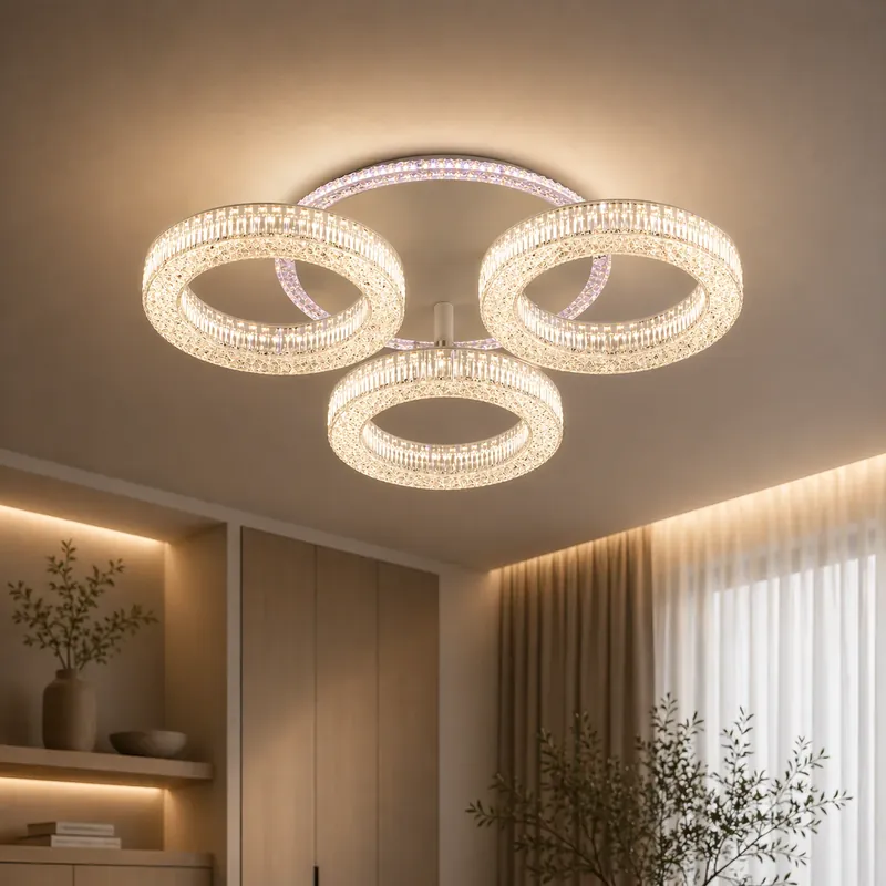 Noutate Lustra LED RONDA Nobile cu telecomanda 46W, 3 Cercuri, lumina Rece/Calda/Neutra, Dimabila, Alb