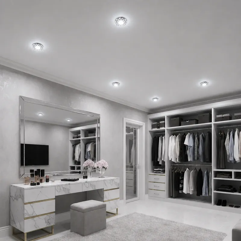 Premium Spot LED ORBITA, 5W, Rotund, Lumina Rece + RGB, Alb, Rasina si Sticla