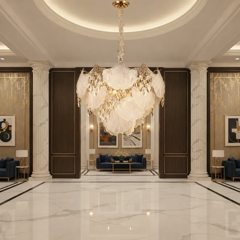Popular Candelabru Cristal LUXE Magno, 21xE14, Diametru 60cm, Inaltime 40cm, Auriu Lucios, Inaltime Reglabila, Design Elegant
