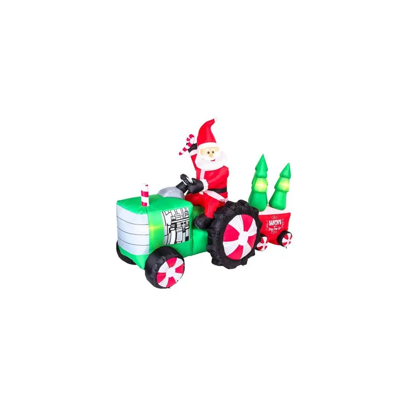 Figurina gonflabila Mos Craciun pe tractor 210 cm L x 150 cm H Reducere de preț