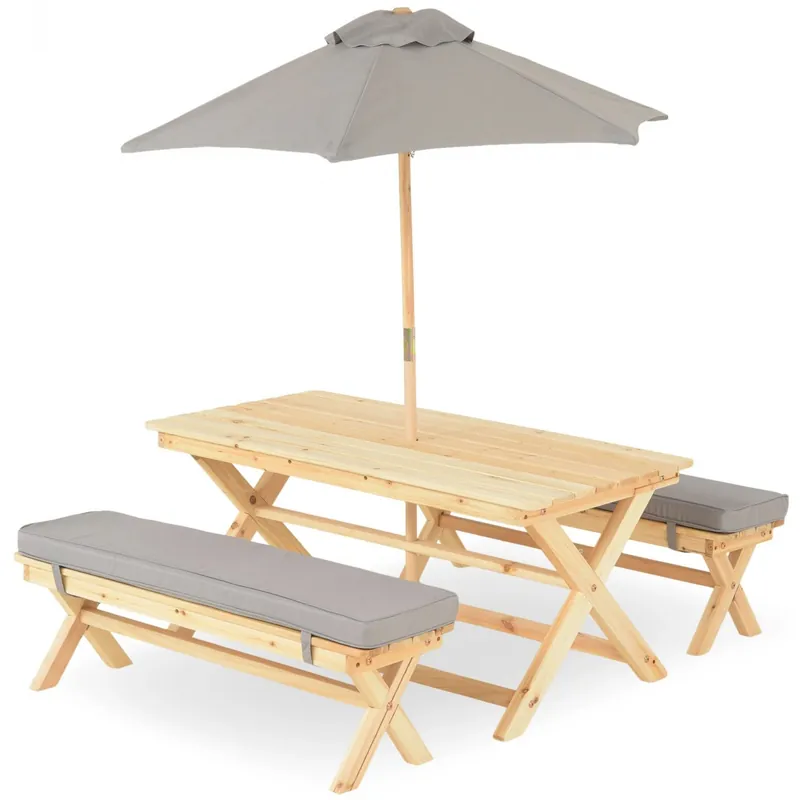 Ultima șansă Set mobilier KIDS PICNIC pentru terasa/gradina 2 banchete, masa si umbrela