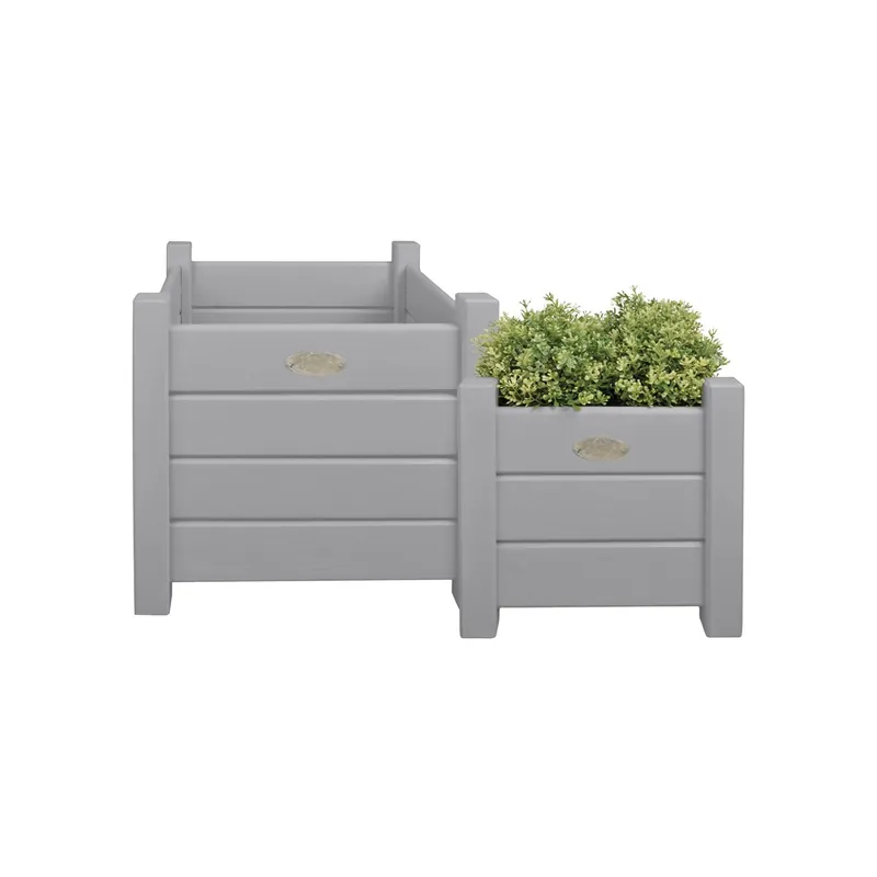 Set doua Jardiniere patrate din lemn Acaya grey, 30 x 30 x 30 cm Ieftin