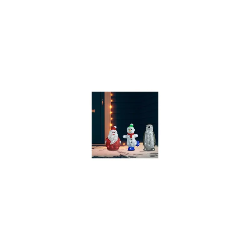 Cumpărături sigure Set figurine de Craciun cu LED, 3 piese, acril, int. & ext.