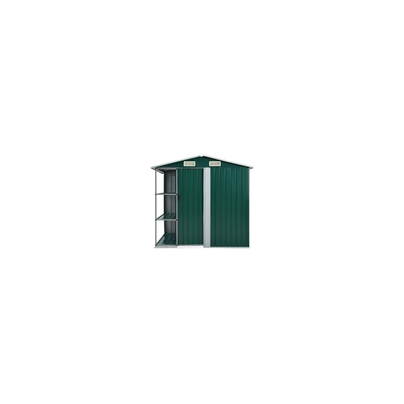 Sopron de gradina cu etajera, verde, 205 x 130 x 183 cm, fier Preț redus