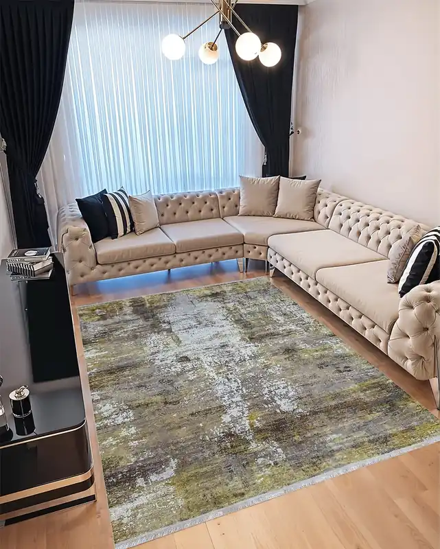 Covor pentru Dormitor 160x230 cm - Model Abstract Auriu cu Maro - CVHD002_160x230_CVH Calitate înaltă