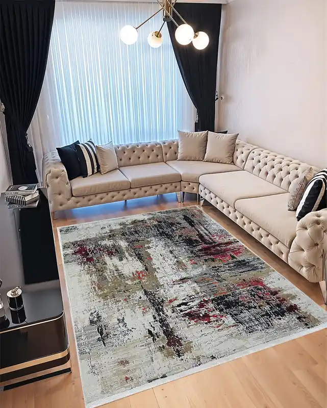 Vezi acum Covor pentru Dormitor 160x230 cm - Model Abstract Visiniu cu Gri - CVHD013_160x230_CVH
