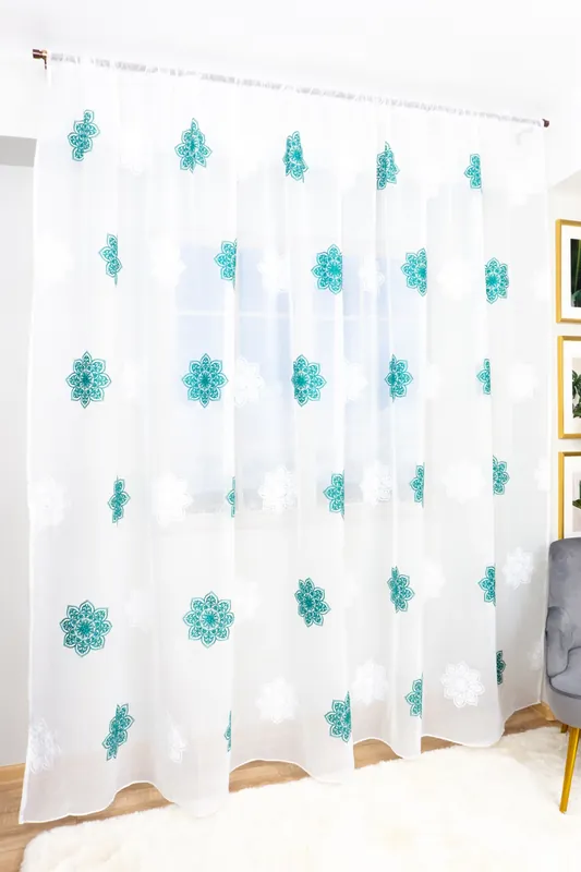 Ultima șansă Perdea din In cu Flori Mari Verde Menta 300x245cm cu Rejansa - PERD0111B_300X245_D2_16_ATL