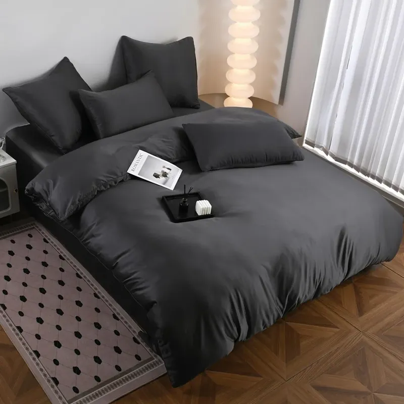 Lenjerie Premium 6 Piese din Matase - Gri Inchis - LPMN_B158C Plată securizată