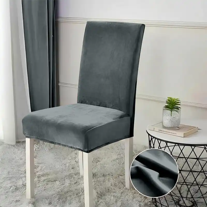 Expediere rapidă Set 5+1 GRATIS Huse Scaune Universale din Catifea - Gri Inchis - F112
